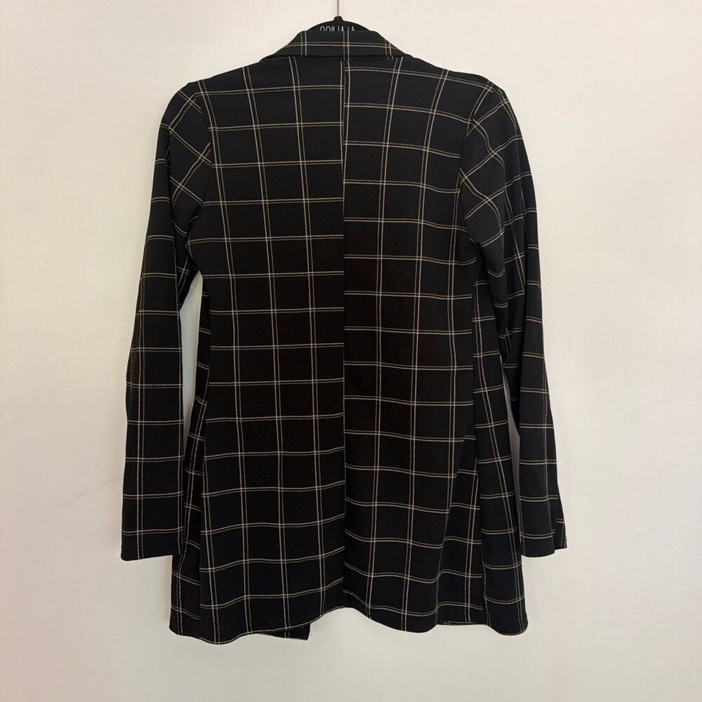 Pretty Little Thing Womens Black Tweed Check Blazer size US 6 - Picture 3 of 4